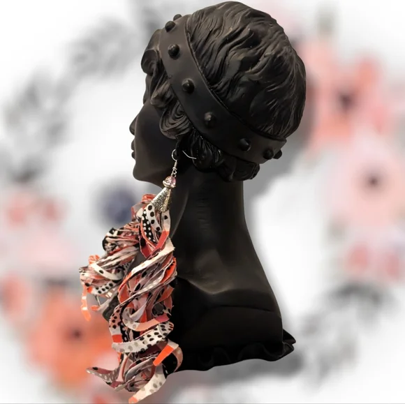 🆕 MBM "Watermelon Sugar" Mix Print Swirl Tassel Earrings - Picture 5 of 8